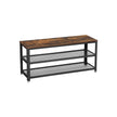 Shoe Bench – Steel – Rustic Brown and Black – Industrial Style with 2 Shelves
