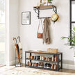 Shoe Bench – Steel – Rustic Brown and Black – Industrial Style with 2 Shelves
