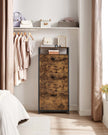Shoe Cabinet – Engineered Wood – Rustic Brown and Black – Three Flip Doors with Open Compartment and Internal Dividers for 15-18 Pairs