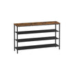 4-Tier Shoe Rack – Fabric and Steel – Rustic Brown and Black – Narrow Storage Organizer with Top Shelf for Bags