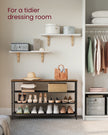 4-Tier Shoe Rack – Steel Frame with Fabric Shelves – Rustic Brown and Black – Space-Saving Shoe Storage for 15-18 Pairs