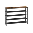 5-Tier Shoe Rack – Steel Frame and Fabric – Rustic Brown and Black – Narrow Storage Organizer for Wardrobe and Hallway
