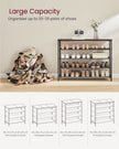 5-Tier Shoe Rack – Steel Frame and Fabric – Rustic Brown and Black – Narrow Storage Organizer for Wardrobe and Hallway
