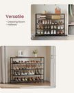 5-Tier Shoe Rack – Steel Frame and Fabric – Rustic Brown and Black – Narrow Storage Organizer for Wardrobe and Hallway