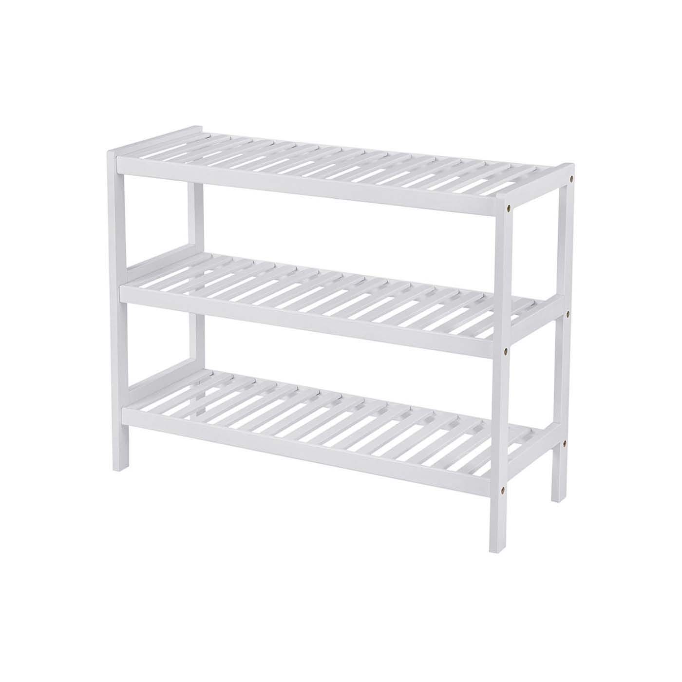 Shoe Rack – Bamboo – White – 3 Levels for 12 Pairs of Shoes