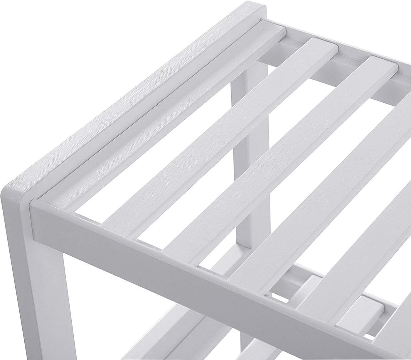 Shoe Rack – Bamboo – White – 3 Levels for 12 Pairs of Shoes