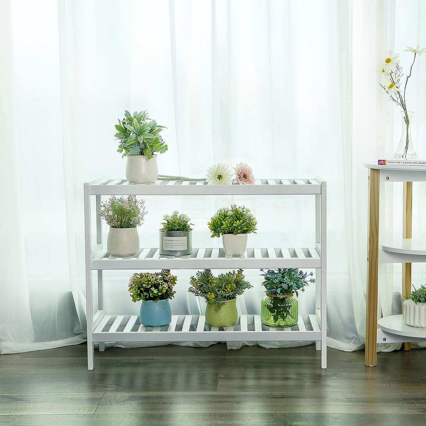 Shoe Rack – Bamboo – White – 3 Levels for 12 Pairs of Shoes