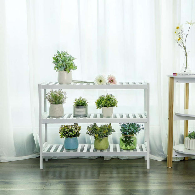 Shoe Rack – Bamboo – White – 3 Levels for 12 Pairs of Shoes