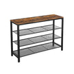 Shoe Rack – Mesh Shelves – Rustic Brown and Black – Simple Structure, Industrial Style