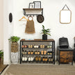 Shoe Rack – Mesh Shelves – Rustic Brown and Black – Simple Structure, Industrial Style