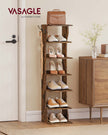 Slim Shoe Rack – Wood – Rustic Brown – 7-Tier Design for Small Spaces