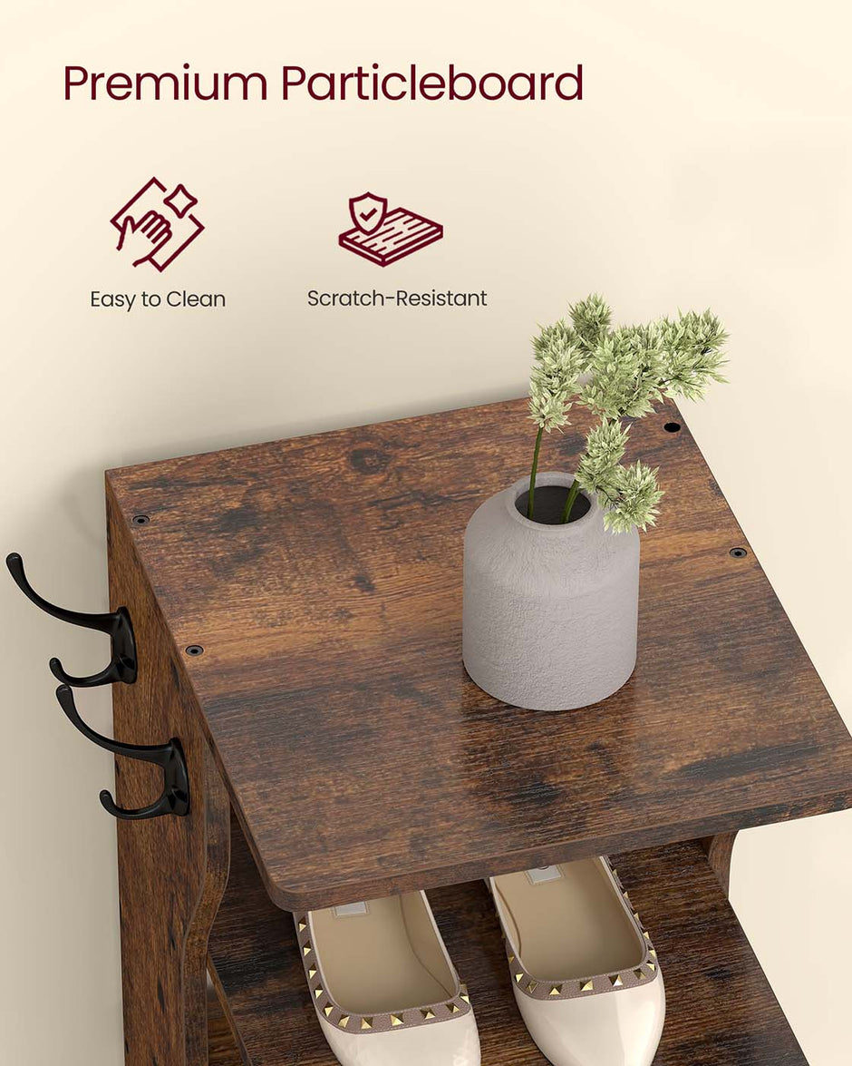 Slim Shoe Rack – Wood – Rustic Brown – 7-Tier Design for Small Spaces