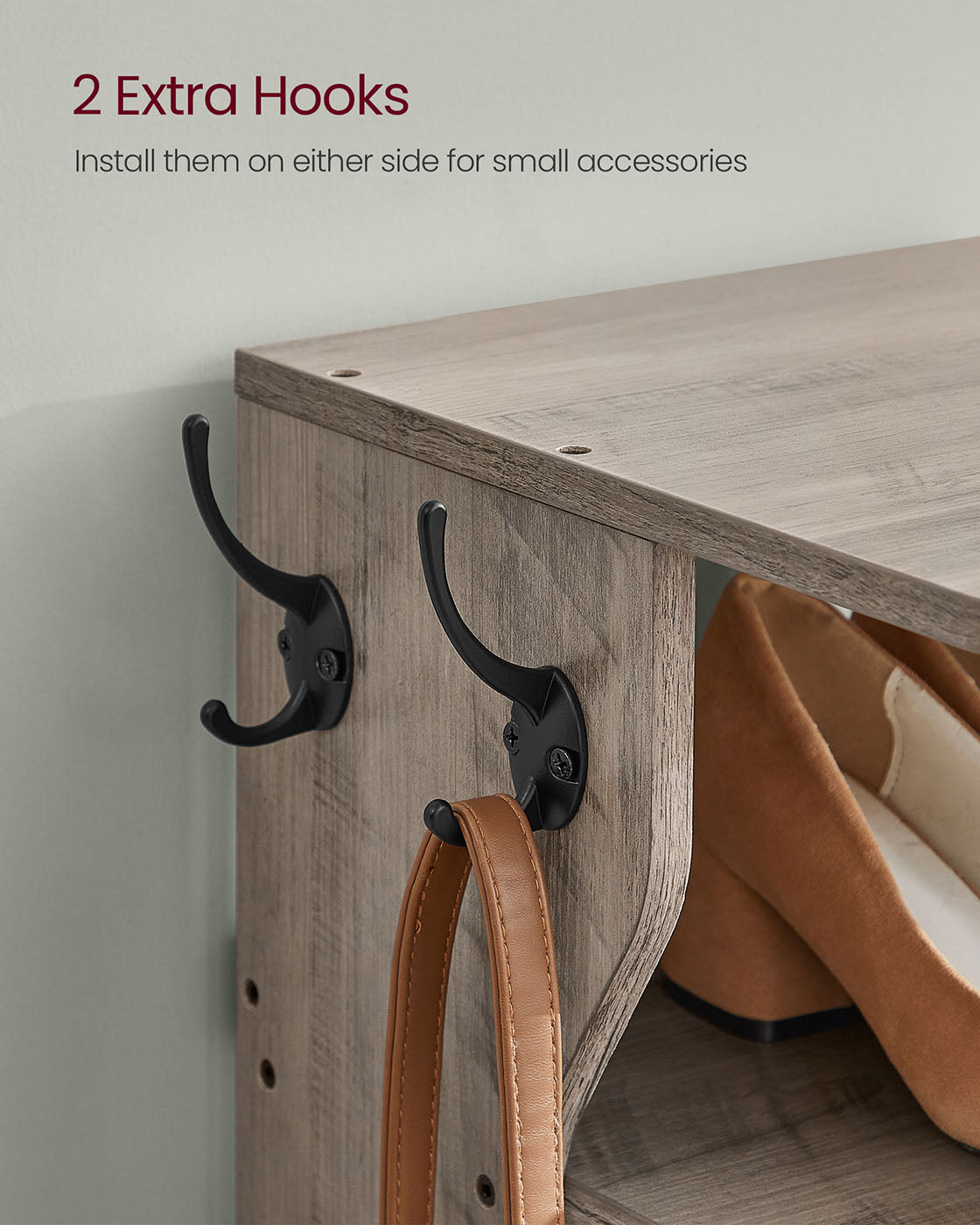 Shoe Rack – Metal and Wood – Heather Greige – 7-Tier Design for Small Spaces