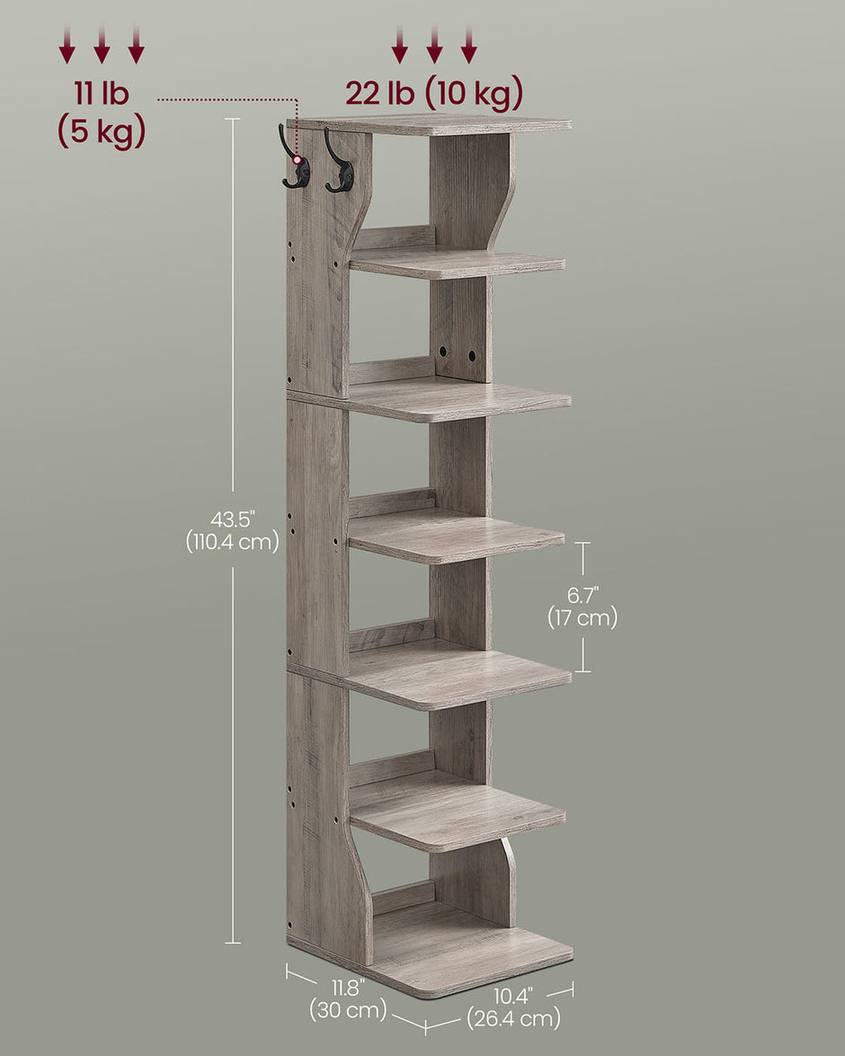 Shoe Rack – Metal and Wood – Heather Greige – 7-Tier Design for Small Spaces