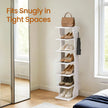 Narrow Shoe Rack – Wood – White – 6-Tier Vertical Storage for Small Spaces