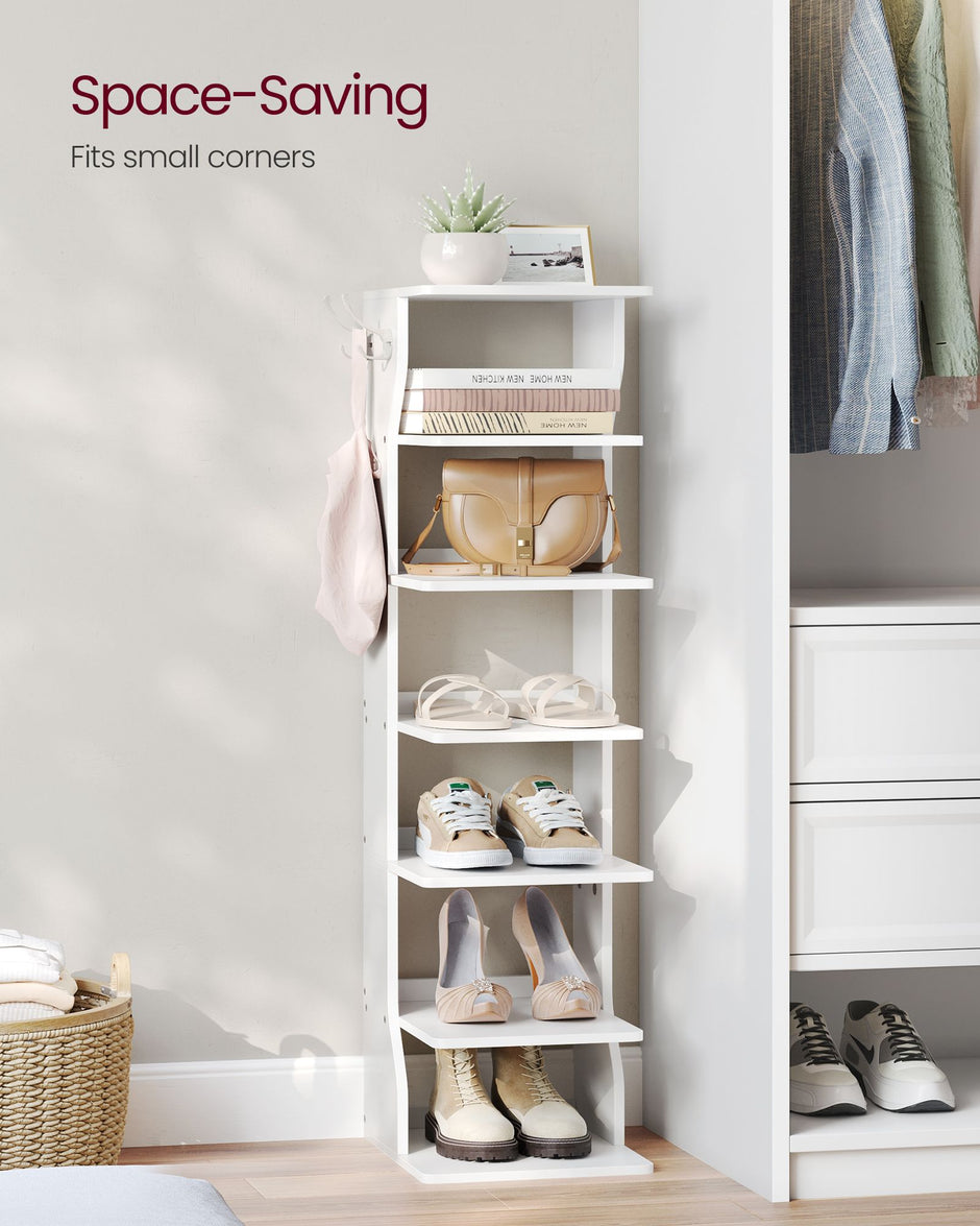 Shoe Rack – Engineered Wood – Neutral Color – 6-Tier Narrow Design for Small Spaces