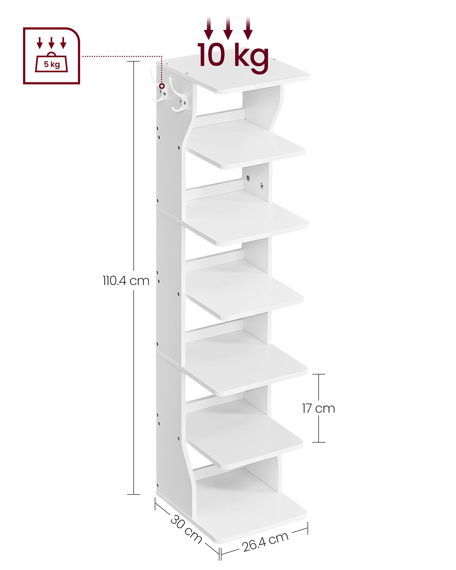 Shoe Rack – Engineered Wood – Neutral Color – 6-Tier Narrow Design for Small Spaces