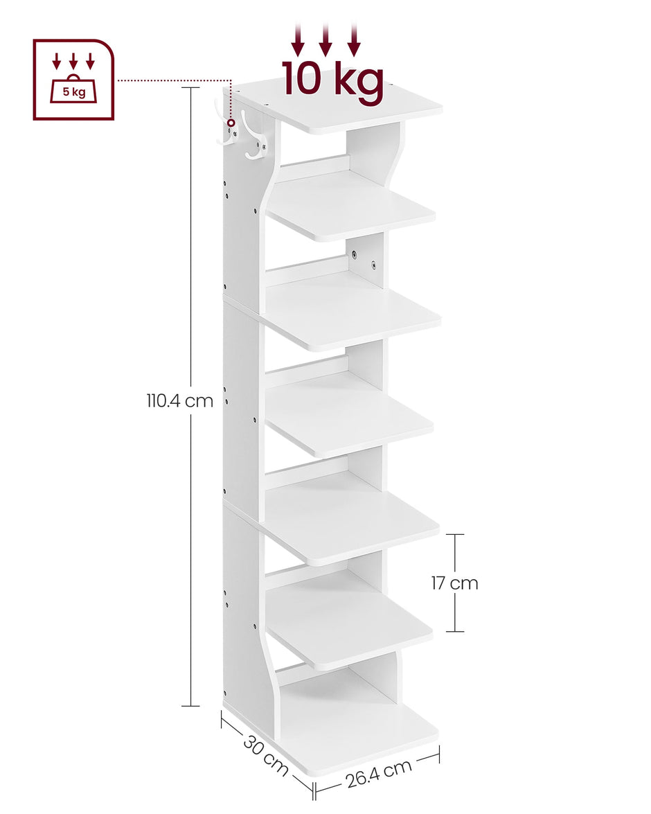 Shoe Rack – Engineered Wood – Neutral Color – 6-Tier Narrow Design for Small Spaces