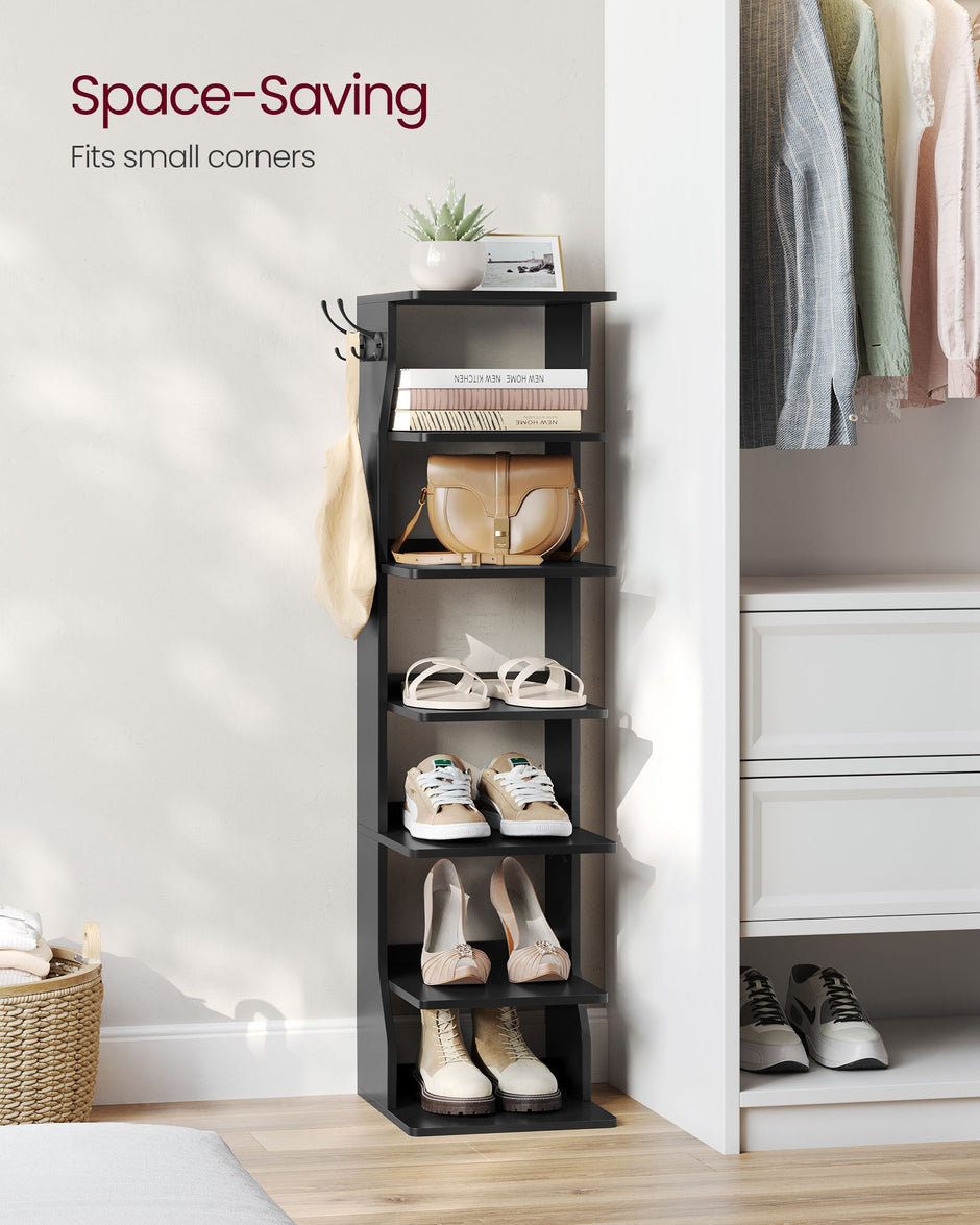 Slim Shoe Rack – Metal – Black – 6-Tier Storage for Small Spaces