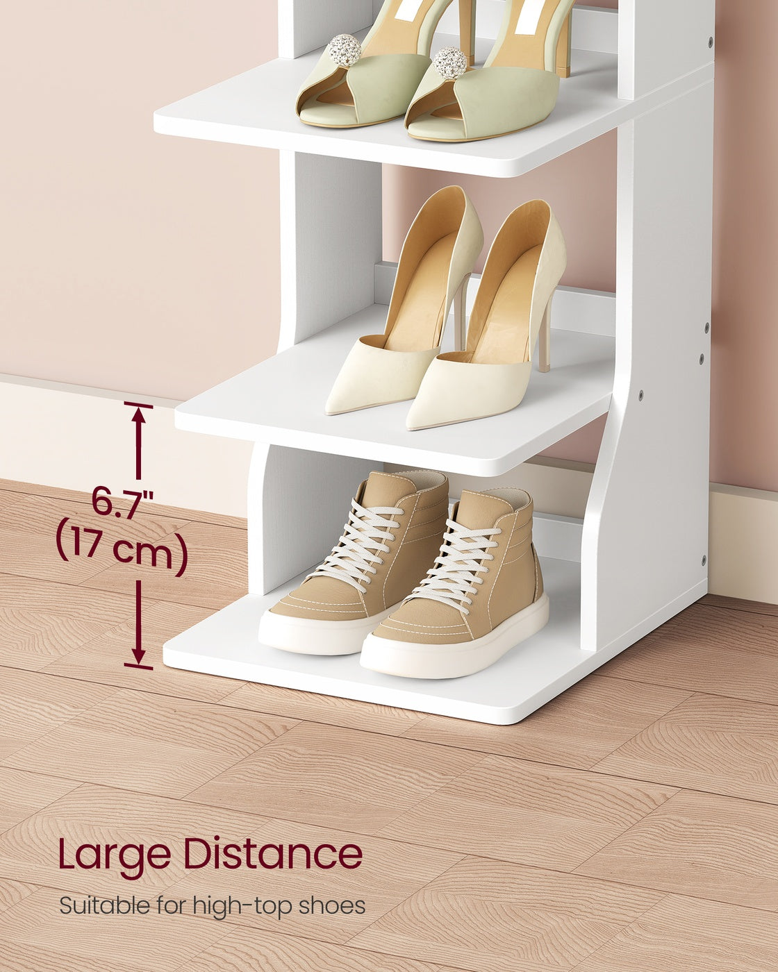 Slim Shoe Rack – Wood – Natural – 6-Tier Narrow Storage Organiser for Small Spaces