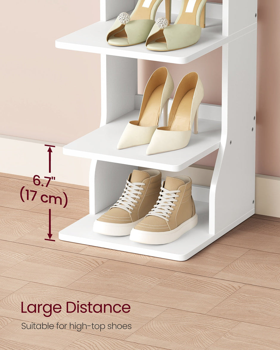 Slim Shoe Rack – Wood – Natural – 6-Tier Narrow Storage Organiser for Small Spaces