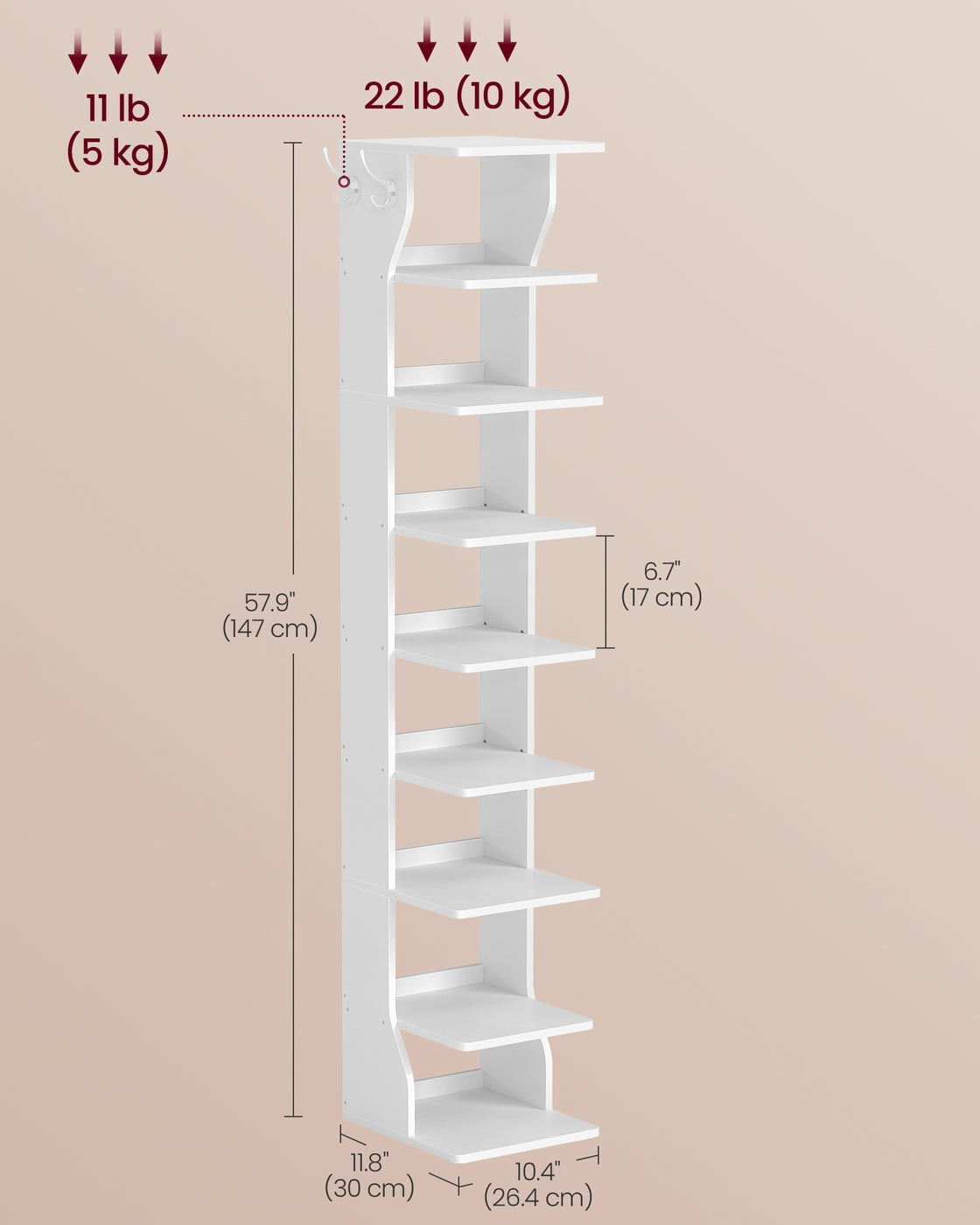Slim Shoe Rack – Wood – Natural – 6-Tier Narrow Storage Organiser for Small Spaces