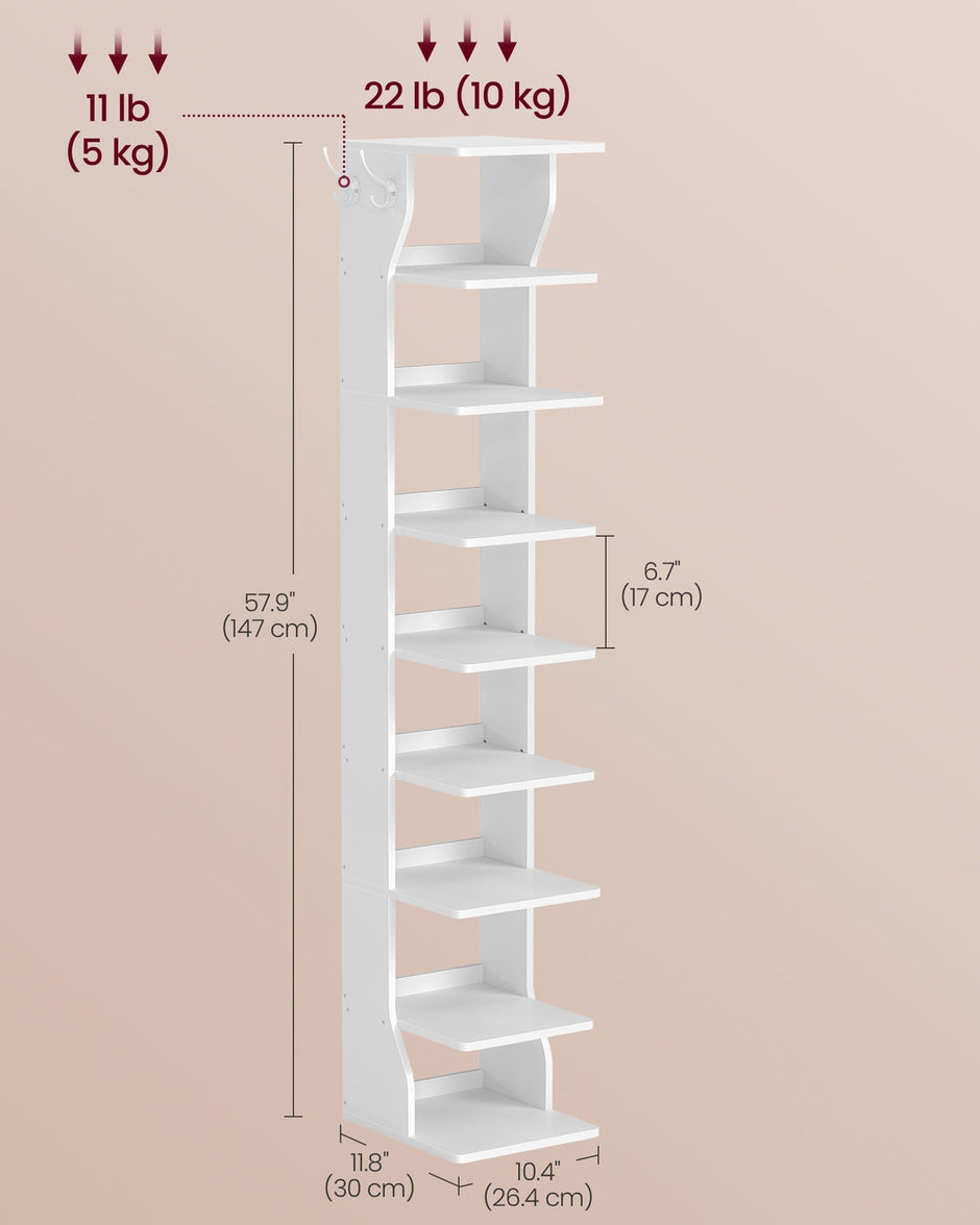 Slim Shoe Rack – Wood – Natural – 6-Tier Narrow Storage Organiser for Small Spaces