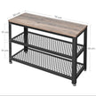 Shoe Bench Rack – Wood and Metal – Rustic Brown – 3-Tier with Seating