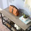 Shoe Bench Rack – Wood and Metal – Rustic Brown – 3-Tier with Seating