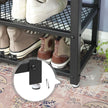 Shoe Bench Rack – Wood and Metal – Rustic Brown – 3-Tier with Seating