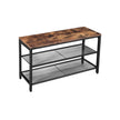 Shoe Bench – Metal – Rustic Brown – Two Mesh Shelves and Seat