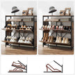 Shoe Cabinet – Wood – Rustic Brown and Black – Capable of Storing 15-18 Pairs with Open Compartment and Internal Dividers