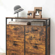Shoe Cabinet – Wood – Rustic Brown and Black – Capable of Storing 15-18 Pairs with Open Compartment and Internal Dividers