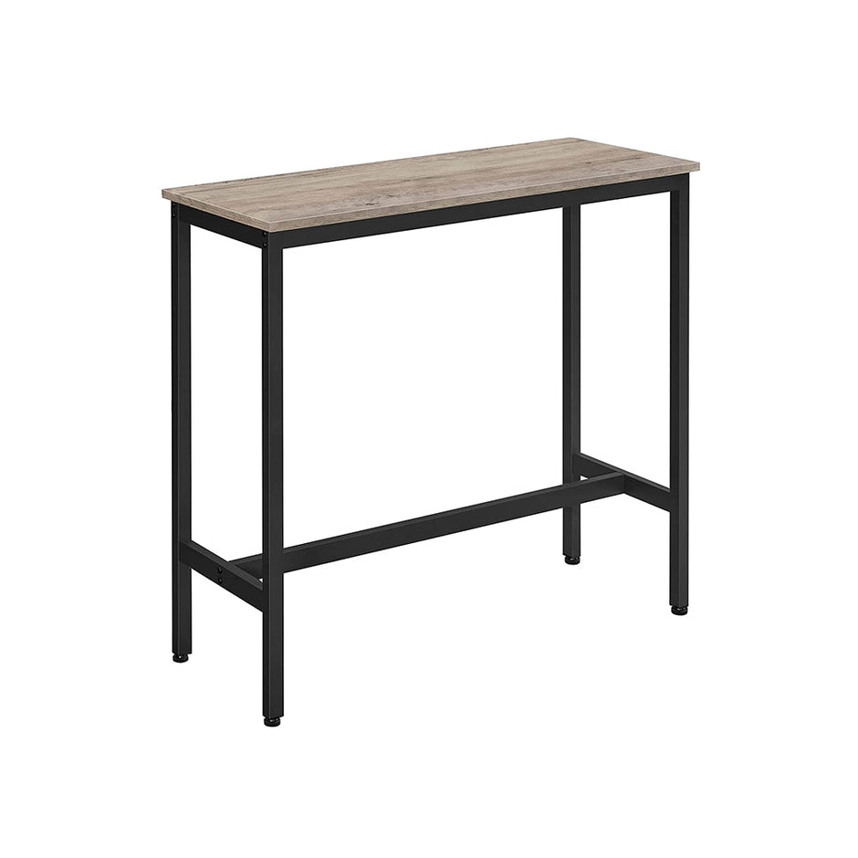 Narrow Rectangular Bar Table – Steel Frame – Greige and Black – Easy Assembly, Industrial Design
