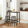 Narrow Rectangular Bar Table – Steel Frame – Greige and Black – Easy Assembly, Industrial Design