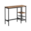 Dining Table – Engineered Wood – Rustic Brown and Black – Includes Wine Glass Holder and Bottle Rack