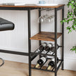 Dining Table – Engineered Wood – Rustic Brown and Black – Includes Wine Glass Holder and Bottle Rack