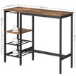 Dining Table – Engineered Wood – Rustic Brown and Black – Includes Wine Glass Holder and Bottle Rack