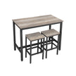 Bar Table Set – Wood and Metal – Greige and Black – Includes 2 Bar Stools