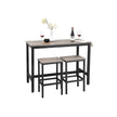 Bar Table Set – Wood and Metal – Greige and Black – Includes 2 Bar Stools