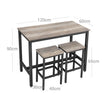 Bar Table Set – Wood and Metal – Greige and Black – Includes 2 Bar Stools