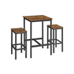 Dining Table and Chairs Set – Wood and Metal – Rustic Brown and Black – Compact Design