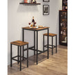 Dining Table and Chairs Set – Wood and Metal – Rustic Brown and Black – Compact Design