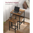 Dining Table and Chairs Set – Wood and Metal – Rustic Brown and Black – Compact Design