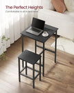 Bar Table and Stools Set – Wooden – Ebony Black and Ink Black – Compact Design for Dining Room and Kitchen
