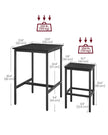 Bar Table and Stools Set – Wooden – Ebony Black and Ink Black – Compact Design for Dining Room and Kitchen