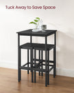 Bar Table and Stools Set – Wooden – Ebony Black and Ink Black – Compact Design for Dining Room and Kitchen