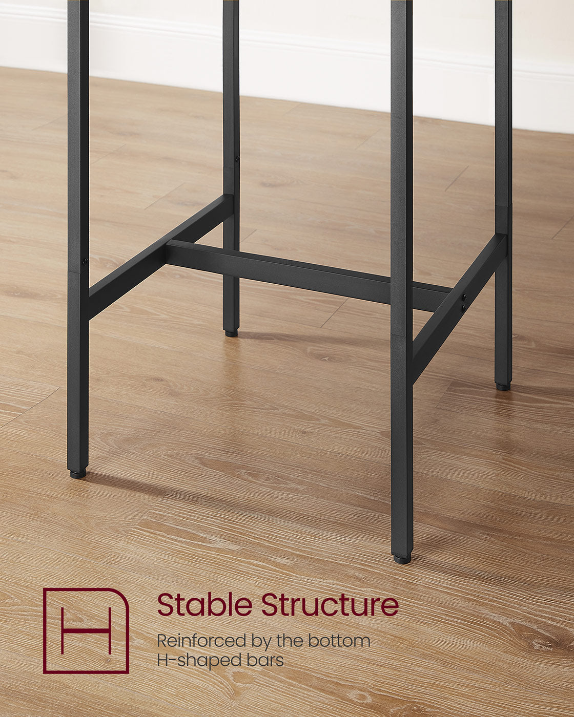 Bar Table and Stools Set – Wooden – Ebony Black and Ink Black – Compact Design for Dining Room and Kitchen