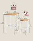 Square Bar Table Set – Wood – Golden Oak and Cloud White – Includes 2 Bar Stools