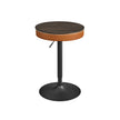Height Adjustable Bar Table – Synthetic Leather – Ash Brown and Caramel Brown – Mid-Century Modern Design with Storage